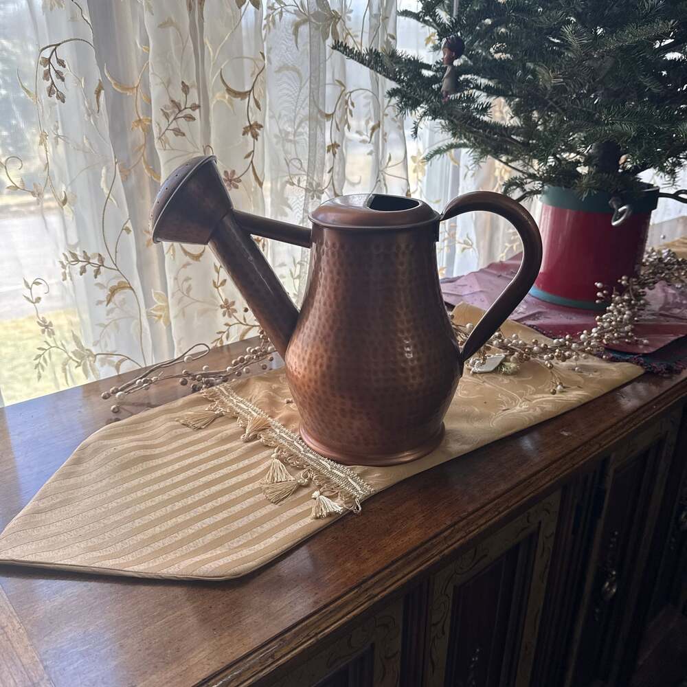 Vintage Hand Hammered Copper Watering Can with Brass Handle - Picture 2 of 4